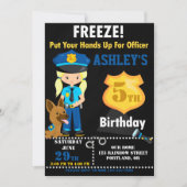 警察官の誕生日の招待ガールK9犬 招待状 (正面)