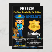 警察官の誕生日の招待コプスパーティー 招待状 (正面/裏面)