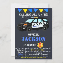 警察官の誕生日の招待状パトカー部隊