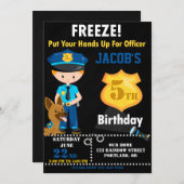 警察官の誕生日の招待状ボーイコプスパーティー 招待状 (正面/裏面)
