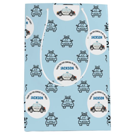 警察官の誕生日パーティー ミディアムペーパーバッグ (正面)