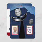 警察官の誕生日パーティー 招待状 (正面/裏面)