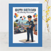 警察官の誕生日 カード (黄色い花)