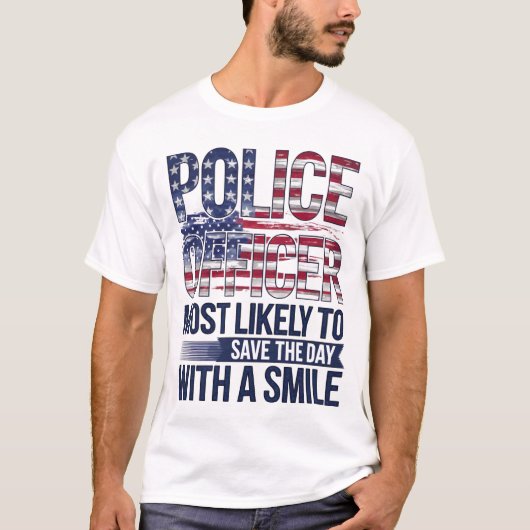 警察官の贈り物が日のスマイルに最救も近い Tシャツ (正面)