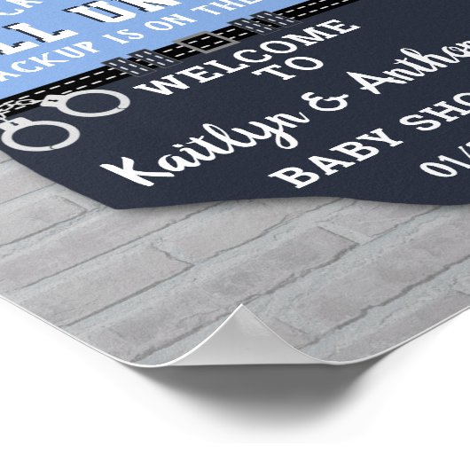 警察官の赤ちゃんシャワー歓迎サイン ポスター (角)