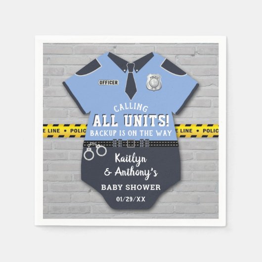 警察官の赤ちゃんシャワー スタンダードカクテルナプキン (正面)