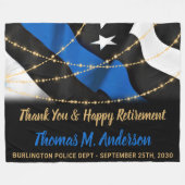 警察官の退職の薄い青い線 フリースブランケット (正面(横))