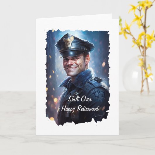 警察官の退職カード カード (黄色い花)