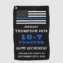 警察官の退職ギフト薄い青い線 ゴルフタオル