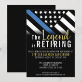 警察官の退職ブルーラインをテーマにしたフラグ 招待状 (正面/裏面)