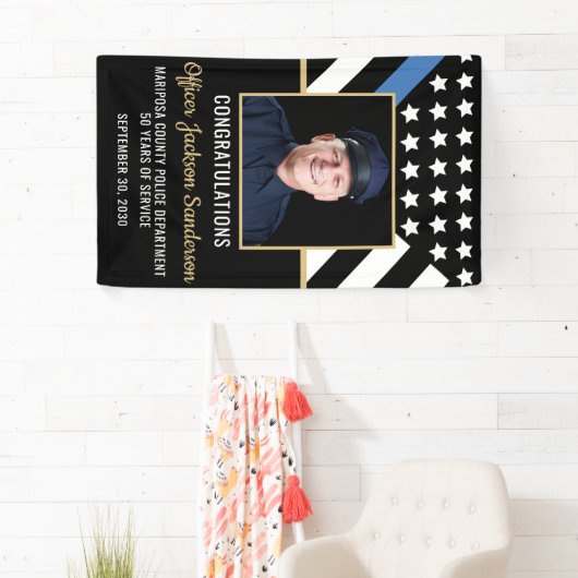 警察官の退職Thin Blue Lineの写真 横断幕 (インサイチュ)