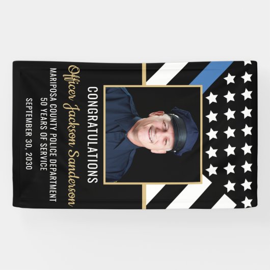 警察官の退職Thin Blue Lineの写真 横断幕 (横)