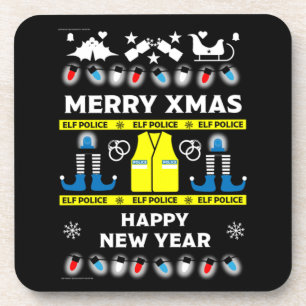 警察官の醜いクリスマスセーター コースター