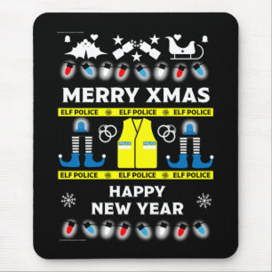 警察官の醜いクリスマスセーター マウスパッド
