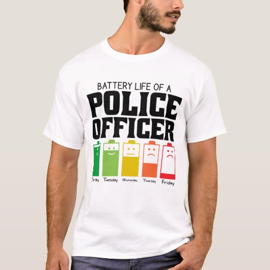 警察官の電池寿命 Tシャツ (正面)
