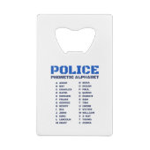 警察官の音声AからZのアルファベット クレジットカード栓抜き (裏面)