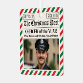 警察官へのカスタムクリスマスギフト新聞 メタルオーナメント (正面左)