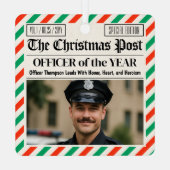 警察官へのカスタムクリスマスギフト新聞 メタルオーナメント (裏面)