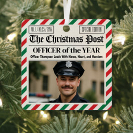 警察官へのカスタムクリスマスギフト新聞 メタルオーナメント