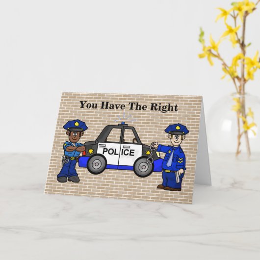 警察官または警官誕生日票 カード (黄色い花)