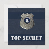 警察官をイメージした青い5歳の誕生日 招待状 (裏面)