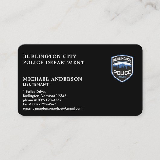 警察官カスタムロゴ法執行機関 名刺 (正面)