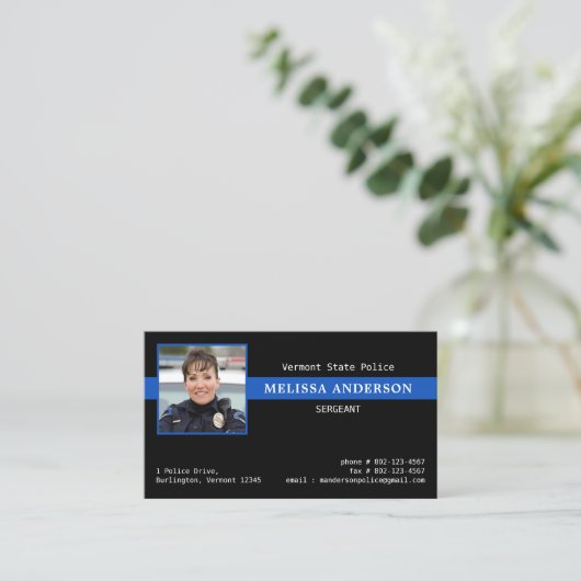 警察官カスタム写真法執行QRコード 名刺 (スタンド正面)