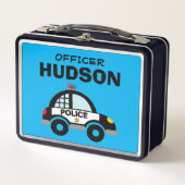 警察官カスタム車とキッドの弁当 メタルランチボックス (正面)