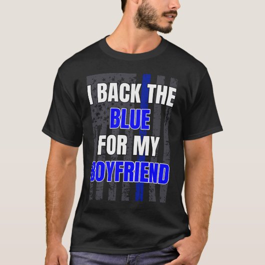 警察官ガールフレンド支援ボーイフレンド引用文 Tシャツ (正面)