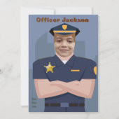 警察官キッズ写真テンプレート誕生日 招待状 (正面)