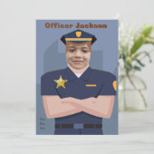 警察官キッズ写真テンプレート誕生日 招待状 (スタンド正面)