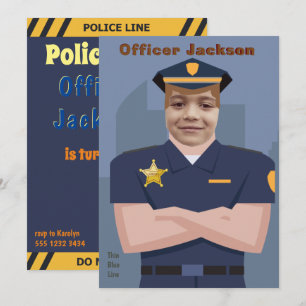 警察官キッズ写真テンプレート誕生日 招待状
