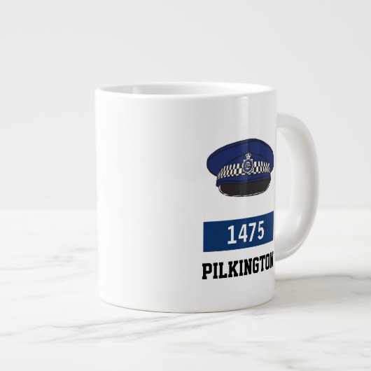 警察官ギフト。英国警察フラットキャップ ジャンボコーヒーマグカップ (正面右)