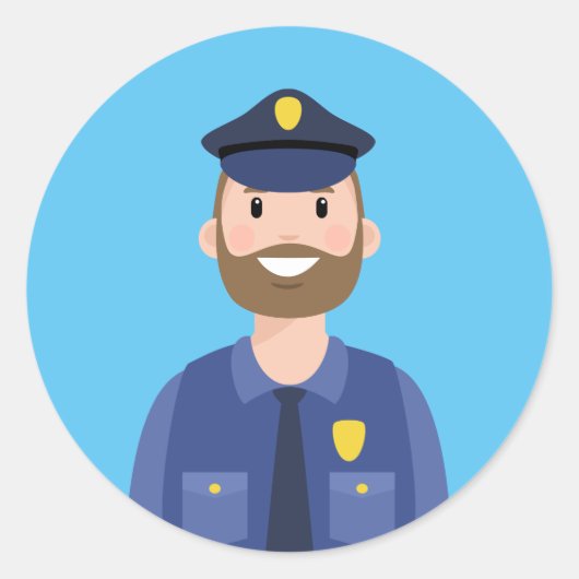 警察官クラシック丸ステッカー ラウンドシール (正面)