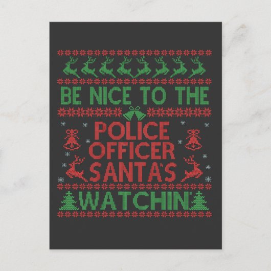 警察官サンタの見張りに優しい 案内ポストカード (正面)
