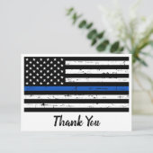 警察官シパーソナライズされたンブルーライン サンキューカード (スタンド正面)