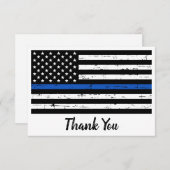 警察官シパーソナライズされたンブルーライン サンキューカード (正面/裏面)