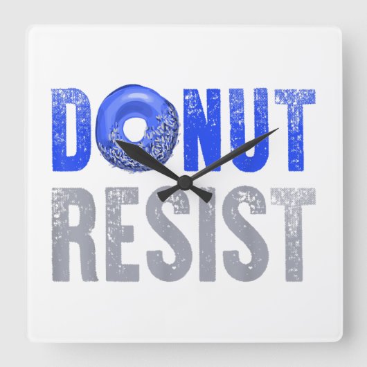 警察官シャツ薄いブルーラインドーナツレジストJ スクエア壁時計 (正面)