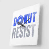 警察官シャツ薄いブルーラインドーナツレジストJ スクエア壁時計 (傾斜)