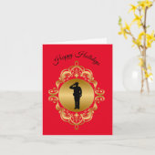 警察官シルエットクリスマスカード カード (黄色い花)