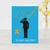 警察官シルエット&スタークリスマスカード カード (黄色い花)