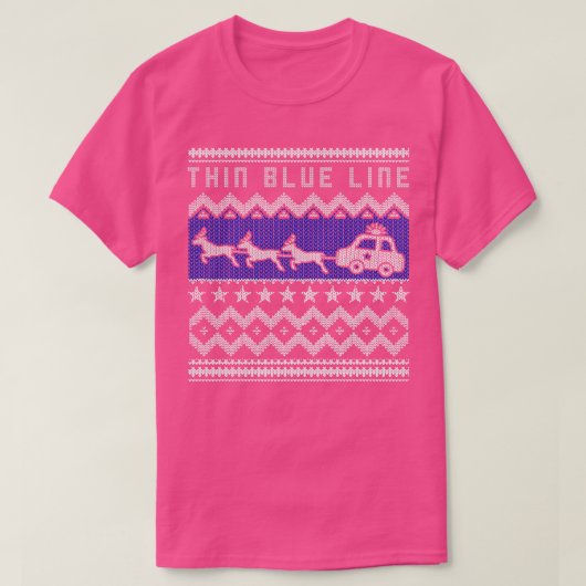 警察官シンブルーライン醜いクリスマス汗 Tシャツ (デザイン正面)