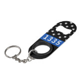 警察官バパーソナライズされたッジ#薄い青い線 キーホルダー栓抜き (正面アングル)