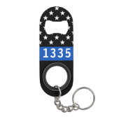 警察官バパーソナライズされたッジ#薄い青い線 キーホルダー栓抜き (裏面)