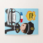 警察官パーソナライズされたとパトカーキッズ ジグソーパズル (横)