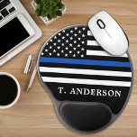 警察官パーソナライズされたの細いブルーライン ジェルマウスパッド<br><div class="desc">薄いブルーラインマウスパッド – 警察旗の色、黒と青のモダンデザインのアメリカ国旗。警察官名でパーソナライズ。この警パーソナライズされた官マウスパッドは警察署に最適だ。COPYRIGHT © 2020 Judy Burrows,  Black Dog Art - All Rights Reserved.警察官パーソナライズされた薄いブルーラインジェルマウスパッド</div>