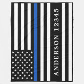 警察官パーソナライズされたの細いブルーライン フリースブランケット (正面)