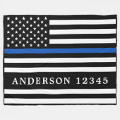 警察官パーソナライズされたの細いブルーライン フリースブランケット (正面(横))