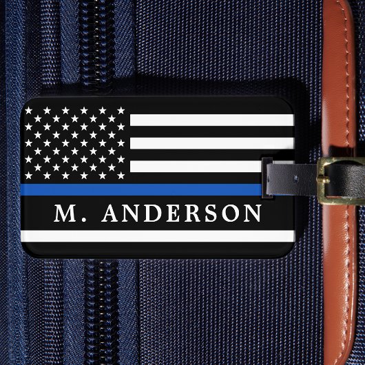 警察官パーソナライズされたの細いブルーライン ラゲッジタグ