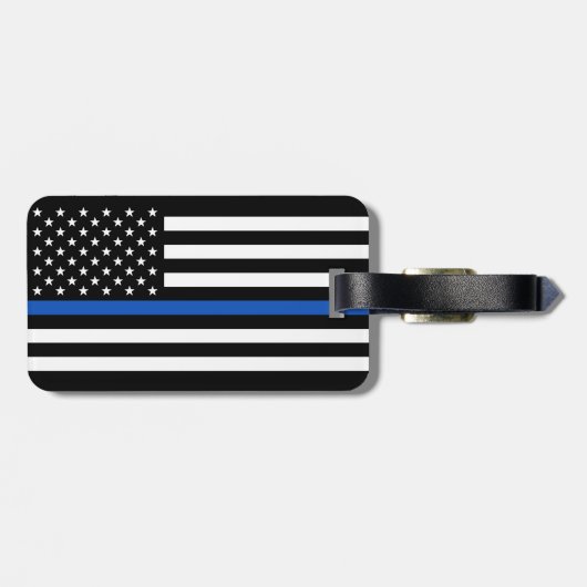 警察官パーソナライズされたの細いブルーライン ラゲッジタグ (裏面横)